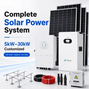 Factory Solar Panel System 20kW 30kW With Hybrid Inverter Lithium Battery Energy Storage Accessories OEM ODM Project Kit