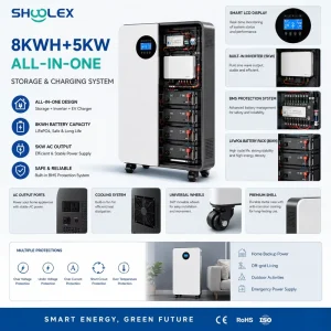 Factory Supply 5kW 8kWh All-in-One Solar Energy Storage System LiFePO4 Battery Off-Grid Hybrid Inverter Power Station