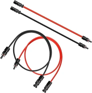 Female Male Connector Solar Panels Extension PV PC Cord Wire Cable 4mm 6mm 15mm2 10ft Black 10ft Red for Solar System