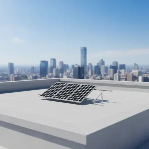 Flat Rooftop Ballasted PV Mounting System with Anodized Brackets and Cement Ballast Block