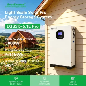 Flexible Integrated Wall Mounted EGS3K 5.1E Pro 60A PV+60A AC LiFePO4 5.12kWh Solar Energy Storage System for Community Shops