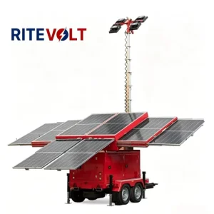Foldable Solar Panels and Mobile Solar Light Tower for Emergency Lighting in Gardens Sports Venues Roads