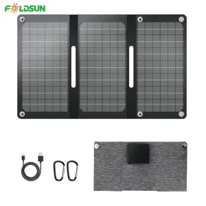 Foldable USB Type C 10W Waterproof Portable Monocrystalline Solar Panel with 22% Efficiency for Travel Hiking Phone Charger