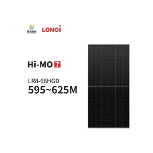 For Solar Hi MO 7 LR8 66HGD HJT BIPV N Type 595W 625W IP68 Three Diodes Dual Glass Solar Panels Commercial Use