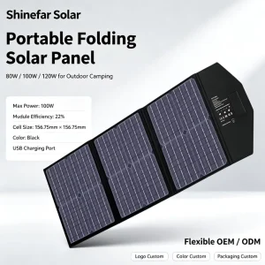 For Solar SFZD 100 Portable 100W 22% Efficient Foldable Solar Panel for Camping Outdoor Activities with USB Charging Port