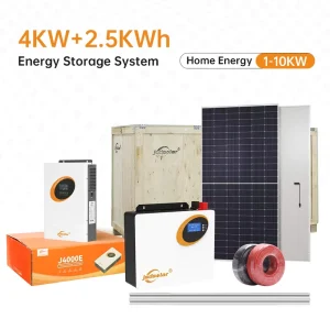 Full Set 4000W Solar System 220V 50/60Hz with 4kW Hybrid Solar System and Lithium Battery Suitable for Home Use