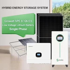 Full Set Solar Power System 12kw 10KW 8 KW Hybrid Single Phase Growatt Inverter 220V Low Voltage 8KW Home System in Stock