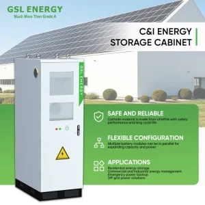 GSL ENERGY US Certified 9540 60KWh On Off Grid Air Cooling ESS Cabinet LiFePO4 Battery Energy Storage Industrial Solar Battery
