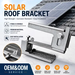 Galvanized Steel Adjustable Solar Roof Bracket with Roof Hook for Tile Roofs