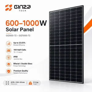 Ginza N Type Solar Panel N Series 700W 1000W 600W 650W Best Quality Monocrystalline Bifacial Double Glass Panels 23.03%