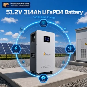 Grade A Cells 51.2V 314Ah Lithium LiFePO4 Solar Battery Storage 16kWh 5kWh Home Energy with Smart BMS CAN RS485 16 Parallel