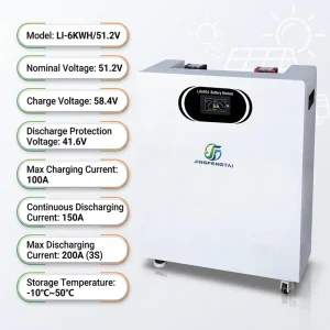Grade a Rechargeable 51.2V 120Ah LiFePO4 Battery 6144Wh 200A Burst Stackable BMS Wall Mounted Home Solar Storage