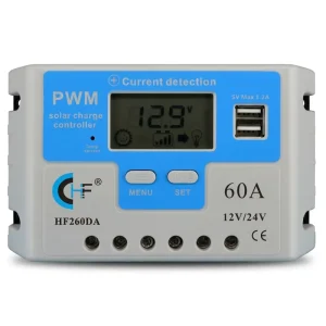 HF260D 60A Solar Charge Controller 12V 24V PWM Regulator with LCD Display Dual USB Port Solar Energy Supply