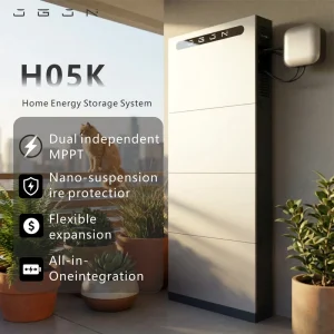 HO5K Ultra thin 155mm All in One Home Energy Storage System 5kWh 10kWh 20kWh Stackable LiFePO4 Battery Hybrid Grid Inverter