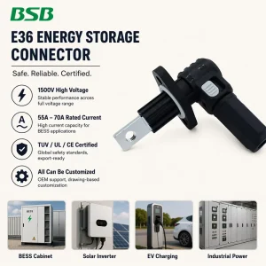 HVDC Copper Connector 1500V 55A 70A IP67 Waterproof Energy Storage BESS Solar Inverter OEM