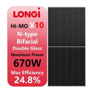 Longi Hi MO X10 Scientist Industrial Commercial N Type Bifacial Double Glass Monocrystalline 640W 650W 660W 670W Solar Panels