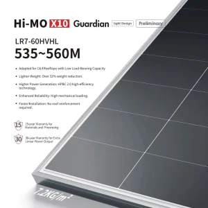 Hi Mo X10 Guardian LR7 60HVHL 535~560M Home Use Commercial Bifacial Monocrystalline 540W 550W 560W Solar Panels