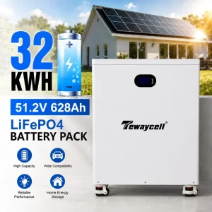 High Capacity 32kWh 628Ah LiFePO4 Split Battery Pack 51.2V Solar Home Energy Storage System CAN for 20 30KW