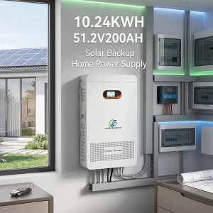 High-Capacity Wall-Mounted LiFePO4 Battery 51.2V 200Ah 10.24kWh, LCD Display, Smart BMS, 6000+ Cycles for Solar/UPS