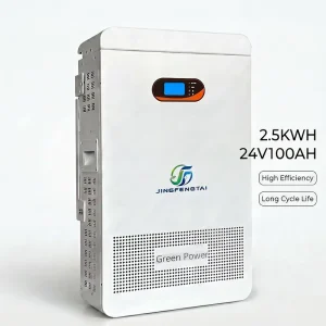 High Capacity Wall Mounted Lithium Iron Phosphate Battery 24V 100Ah 2.56kWh LCD Display Smart BMS 6000+ Cycles for Solar UPS