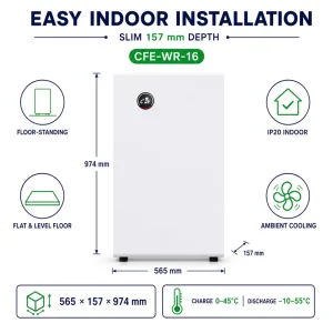 16kWh Solar System Battery 51.2V 314Ah LiFePO4 Deep Cycle Storage Split Wall Mounted CAN 6000 Cycles Smart BMS Compatible