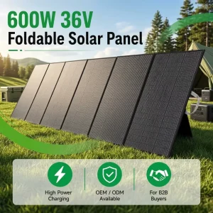 High Efficiency 23% 600W Portable Solar Panel Lightweight Mono Folding PV Charger for Outdoor Power Station Camping