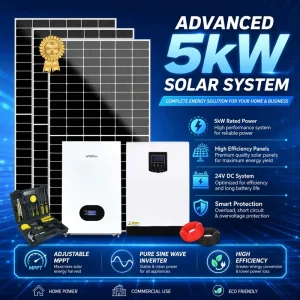 High Efficiency 5kW Solar Inverter System Off Grid Design with Monocrystalline Panels and Lithium Battery