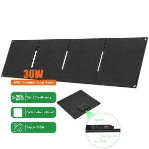 High Efficiency All Black Foldable Solar Panel USB-A USB-C Charger 30W 40W BC Cells Folding Solar Panel for Phone Drone Camping