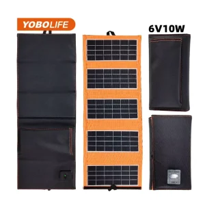 High Efficiency Portable Foldable Monocrystalline Solar Panels 5 Fold 6V10W Flexible USB Charger LM-5010 for Travel