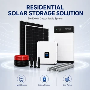 High Efficiency Solar Power Storage System with Hybrid Inverter Battery Backup for Residential and Commercial Use