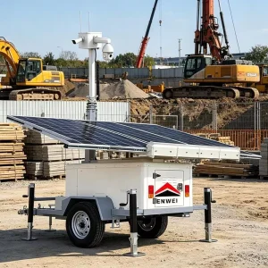 High Flexibility Solar System Intelligent Monitoring Camera Cctv Trailer Mobile Solar Security Trailers for Road Monitoring