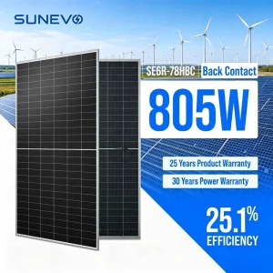 High Power 805W 770W 750W N Type BC Bifacial Solar Panels for Home Solar Rooftop and Utility Scale Solar Farm