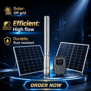 High Pressure Stainless Steel Solar Submersible Pump with DC Motor Controller for Home Water System