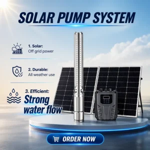 High Pressure Stainless Steel Solar Submersible Pump with Smart DC Controller for High-Rise Home Water Supply