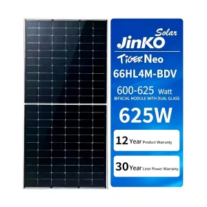 High Quality Jinko 625W Solar Panels Bifacial Mono Crystalline N Type Solar Panels 620W 625W Double Glass PV Module