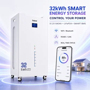 High Voltage 32kWh All in One Lithium Iron Phosphate Solar Storage Battery Energy System with Hybrid Inverter IP55 Home Use