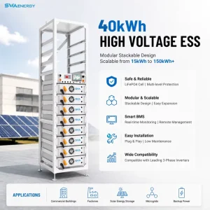 High Voltage LiFePO4 Battery System for Three Phase Solar Inverter Commercial Energy Storage ESS