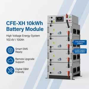 High-Voltage Stackable 102.4V 100Ah 40kWh LiFePO4 Energy Storage Battery Module with Air Cooling for Off-Grid Solar Rack