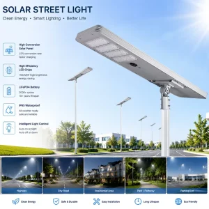 Highway Urban Streets Residential Roads Solar LED Street Light, Integrated All In One, IP65 Waterproof, Outdoor Road Lighting