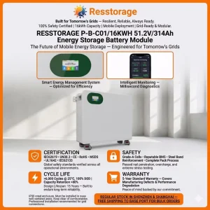 Home Backup Power Wall Battery 51.2V 314Ah 16.08kWh LiFePO4 with Tool Free Installation for Off Grid System