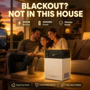 Home Backup Stackable Portable Power Station 500W 1000Wh LiFePO4 Solar Generator MPPT Emergency Blackout Outdoor Pure Sine Wave