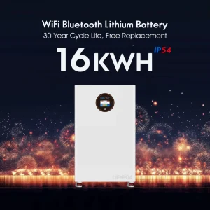Home Energy Storage 16kWh Lithium Battery with WiFi Bluetooth and IP54 Solar Battery for Solar Energy System