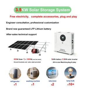 Home Energy Storage 5kWh 3.5kW All-in-one Wall-Mounted Hybrid Grid Solar Battery Pack with LiFePO4