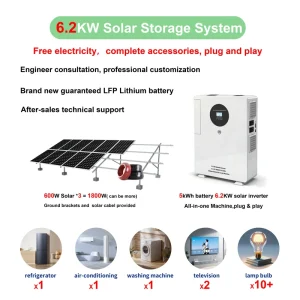 Home Energy Storage All-in-one Machine 5kWh-6.2KW Battery+Inverter Solar Storage System Communication Equipment UPS Backup Power