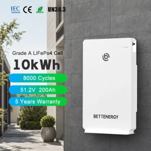 Home Energy Storage Battery 10K 51.2V LiFePO4 8000 Cycles Wall Mount Off Grid Solar House System