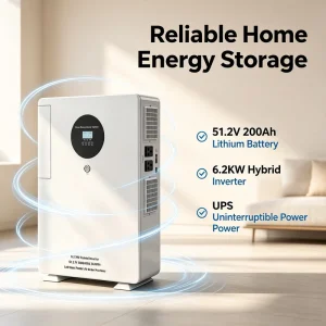 Home Energy Storage Battery Lithium Battery System UPS All-in-one Inverter 51.2V 200Ah Battery 6.2KW Hybrid Solar Inverter