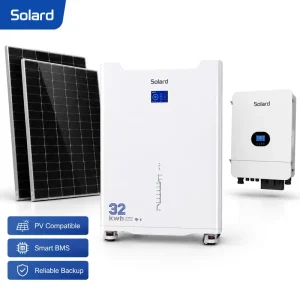Home Energy Storage Battery System 51.2V 628Ah 32kWh Stackable LiFePO4 BMS All In One 10 Year Warranty Hybrid Off Grid