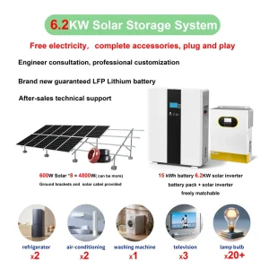 Home Energy Storage System Battery Pack LiFePO4 Battery Hybrid Solar Inverter Emergency Power System