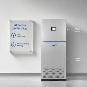 JAKX 21kWh Integrated Home Energy Storage System 11kW Hybrid Inverter Pure Sine Wave UPS Wall Mounted Solar Battery Storage