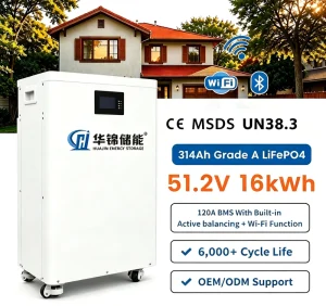 Home Solar Battery Systems 51.2v 314Ah 16kWh 15kWh 14kWh Home Battery Storage Lithium Lifepo4 Solar Battery Pack